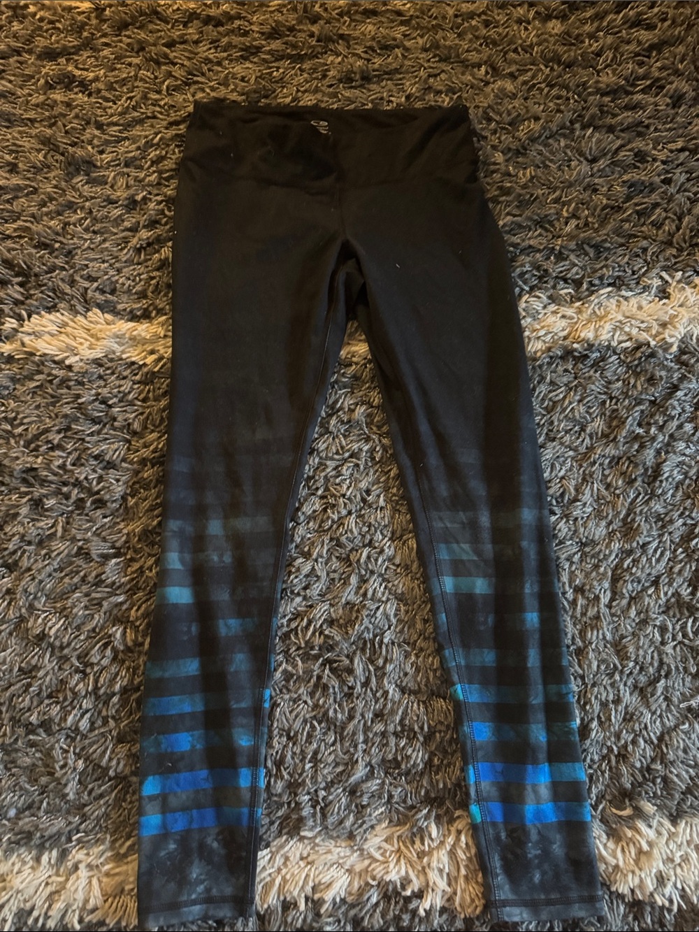 C9 by Champion Black Leggings with Blue Ombre Stripe Accents